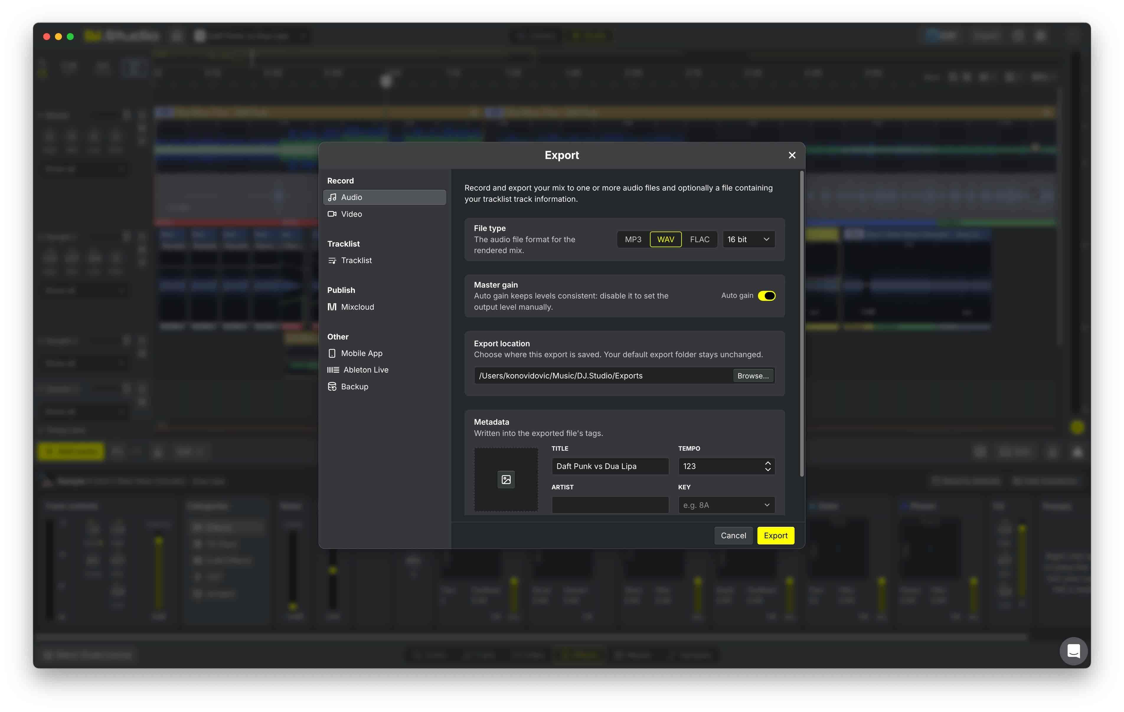 Export your mashup