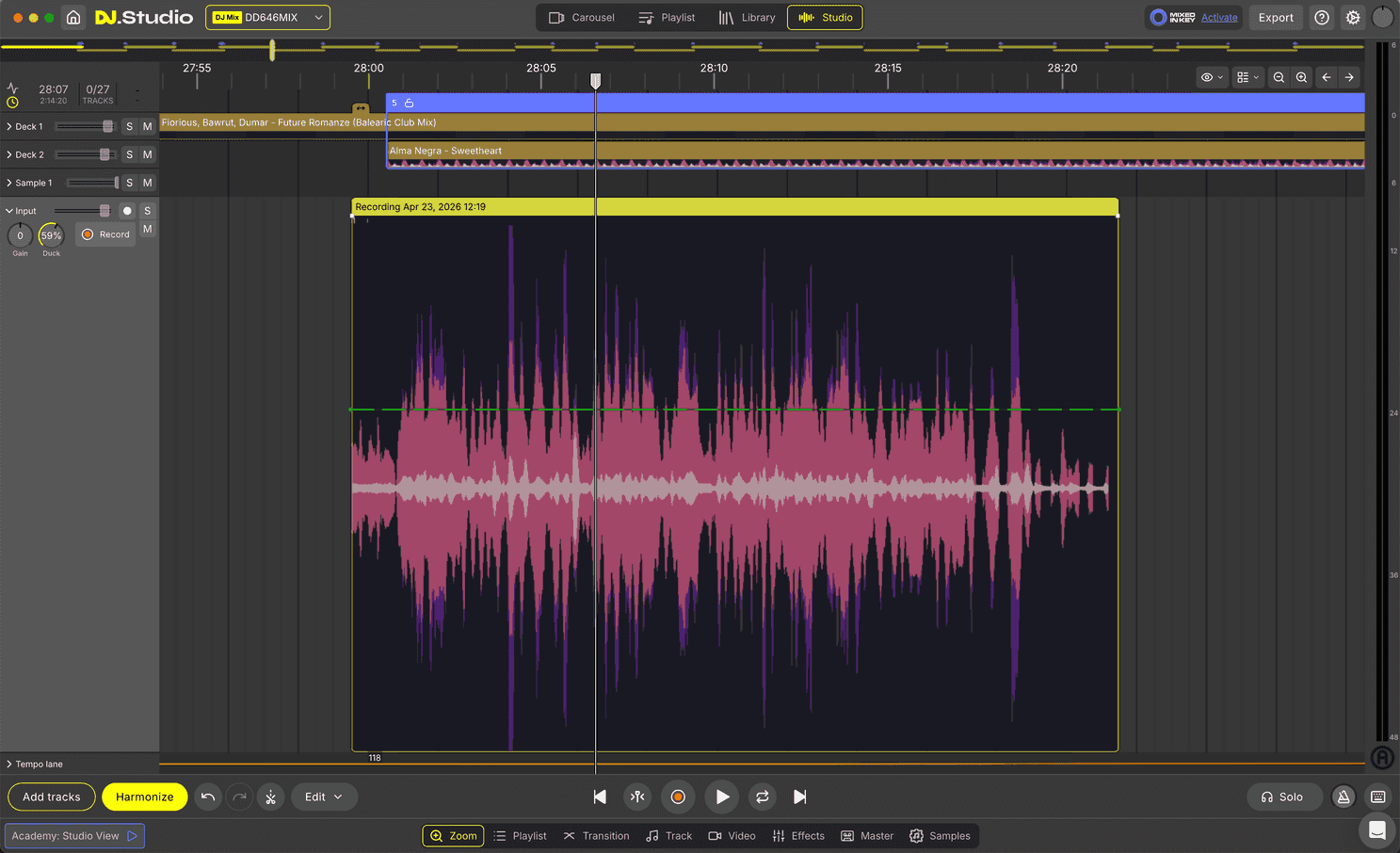 Voice over lane with recording