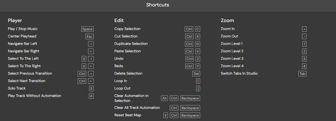 DJ.Studio Shortcuts