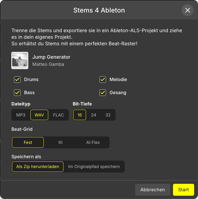 Stems 4 Ableton und DAW-Style-Export