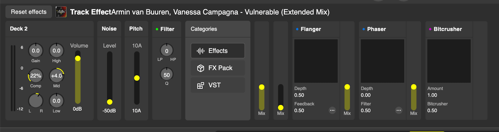 Effects tab