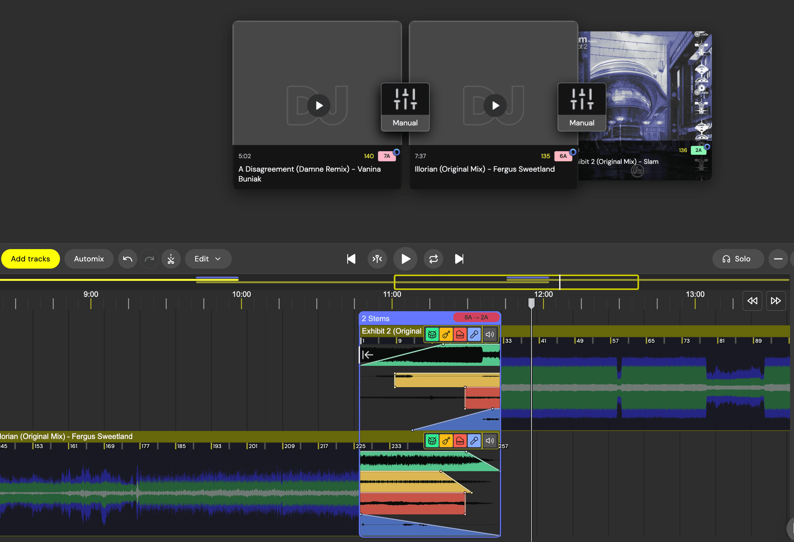 DJ mixing with stems