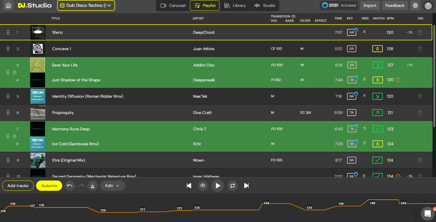 full playlist view DJ.Studio