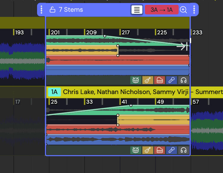 Transition with stem separation