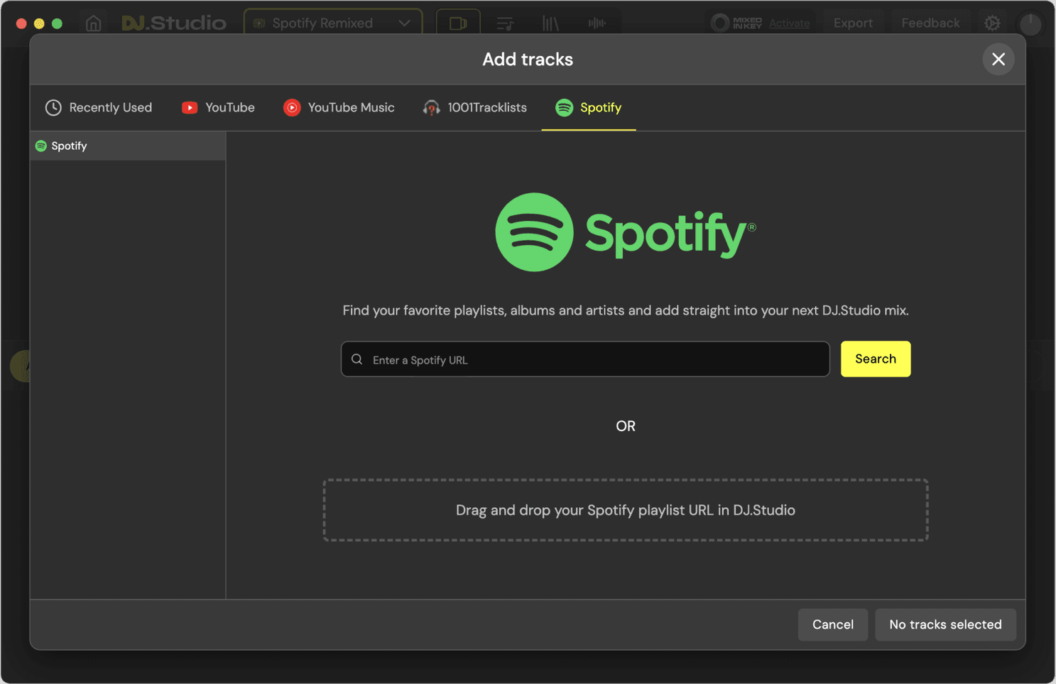 Import through Spotify