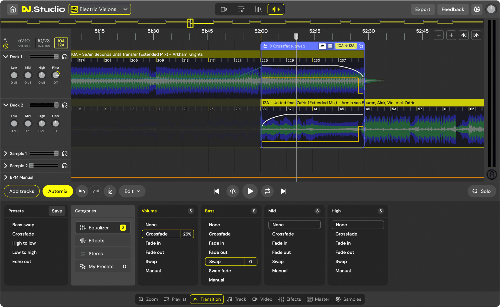 DJ Mix on a timeline for Windows