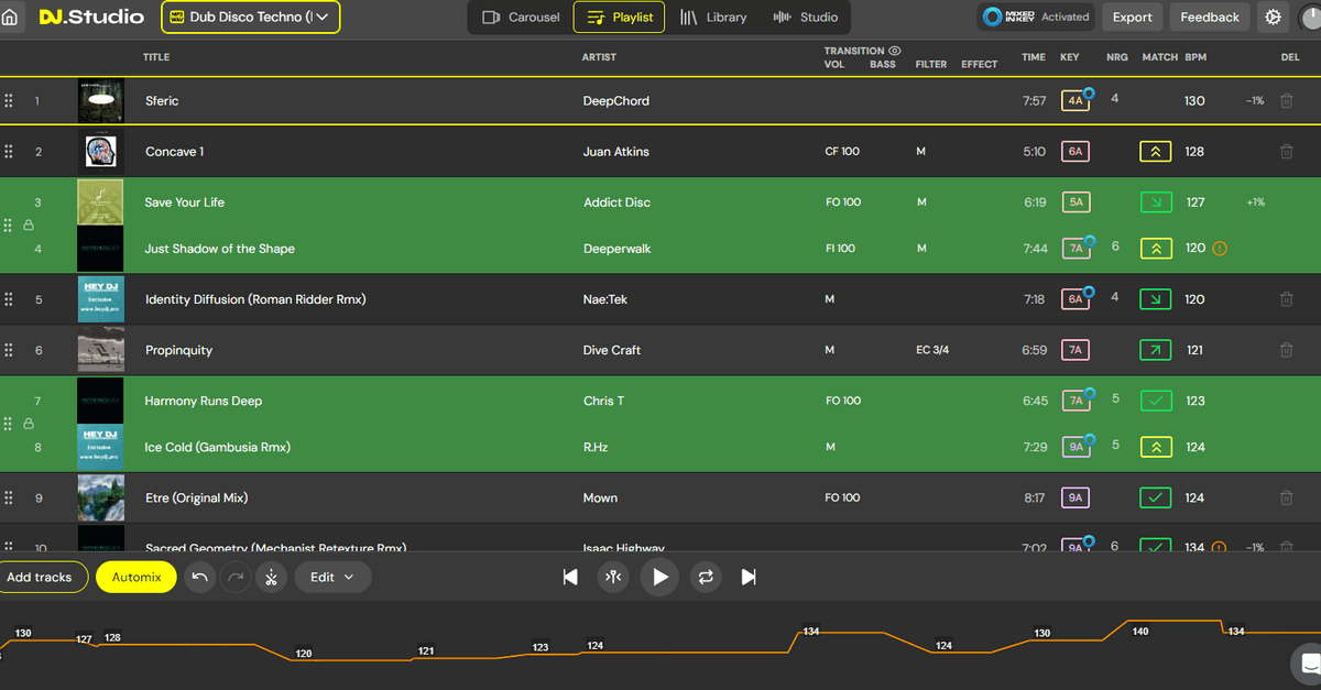 full playlist view DJ.Studio
