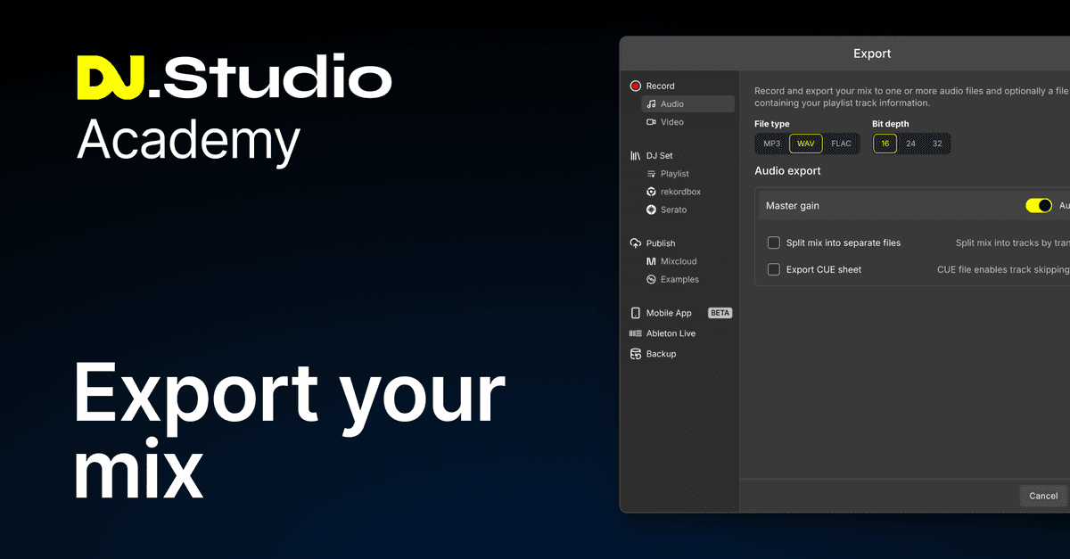 Export your mix