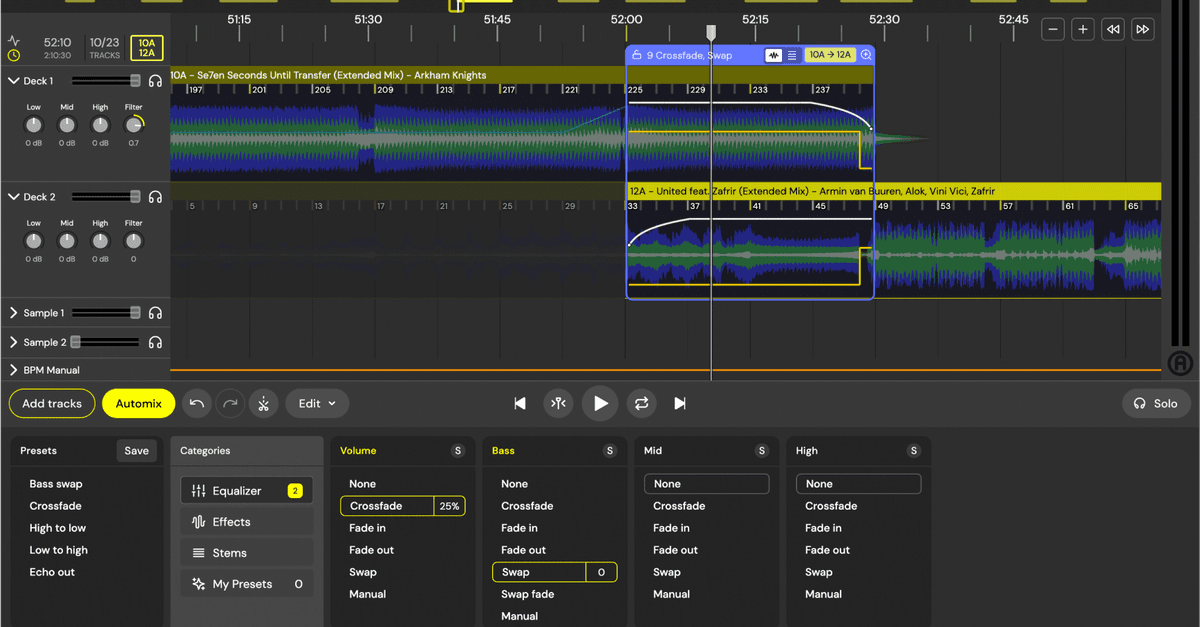 DJ Mix on a timeline for Windows