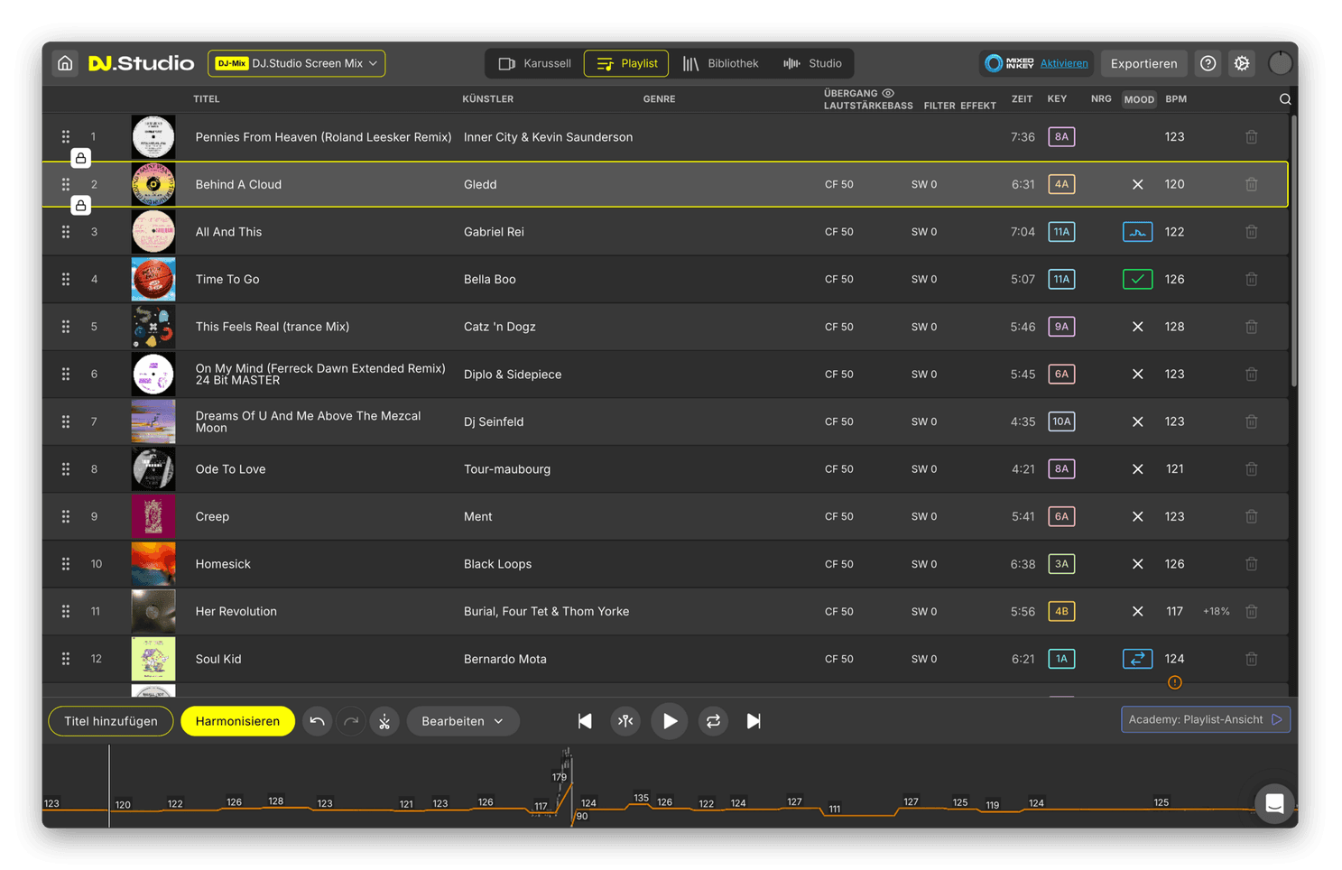 Hip-Hop-DJ-Mixing Playlist-Ansicht