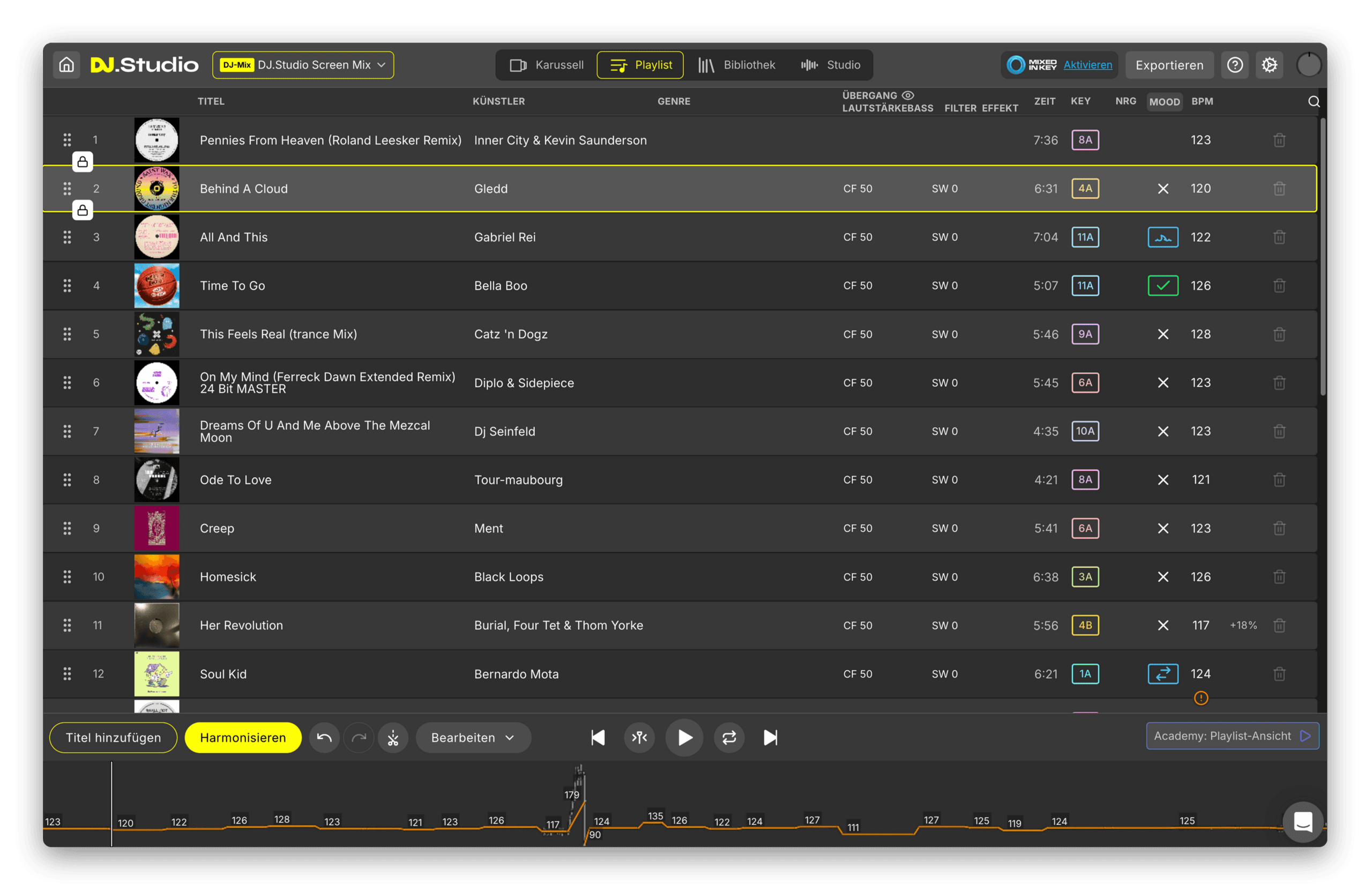 Hip-Hop-DJ-Mixing Playlist-Ansicht