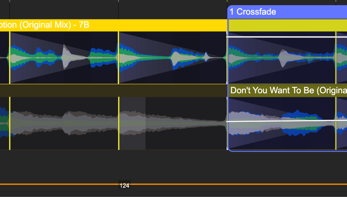 DJ.Studio's timeline zoomed in on the beat grid
