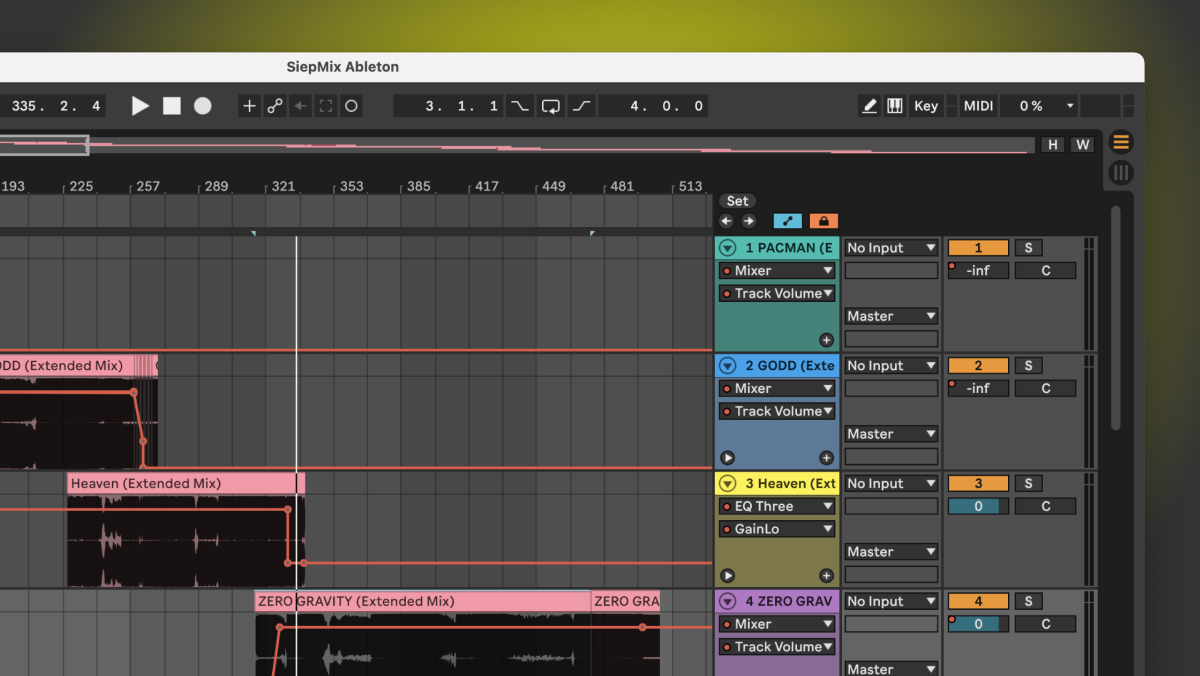 Ableton Live's sidebar with a DJ.Studio mix