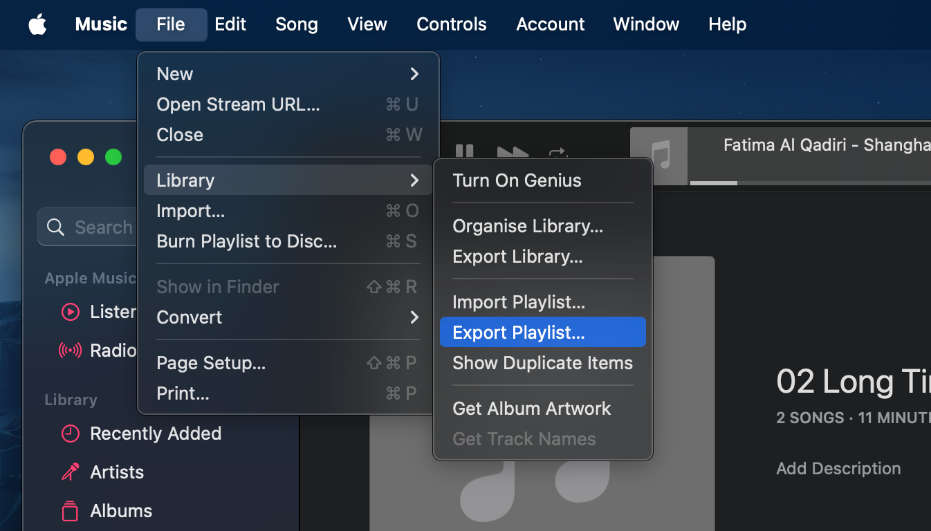 exporting itunes playlist
