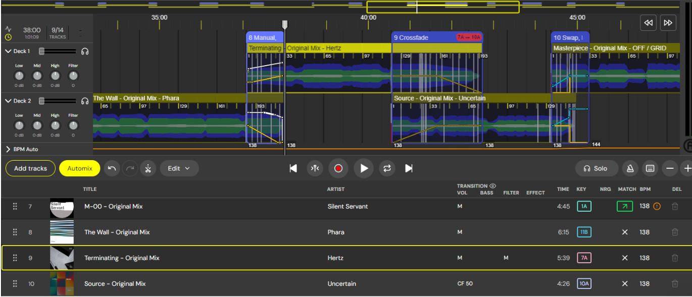 DJ Studio editing timeline beatport streaming