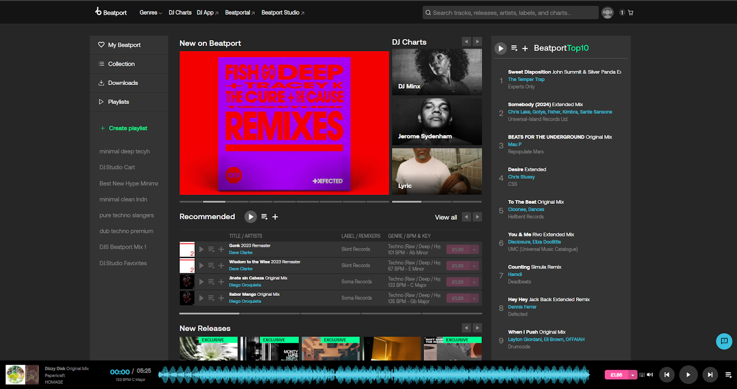 beatport Streaming front page