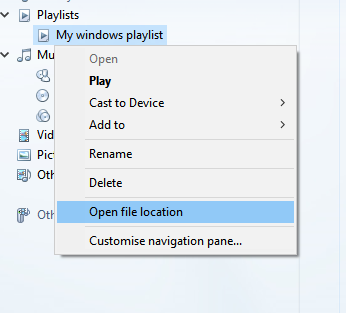 exporting windows playlist