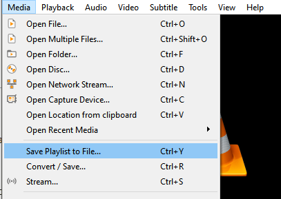 exporting vlc playlist