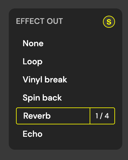 DJ.Studio offers a Reverb and Effect option as a Effects out setting