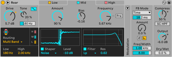 ableton live 12 roar a new saturation device distortion