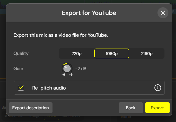 dj studio video export