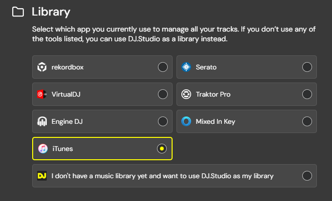 DJ.Studio Library Connections