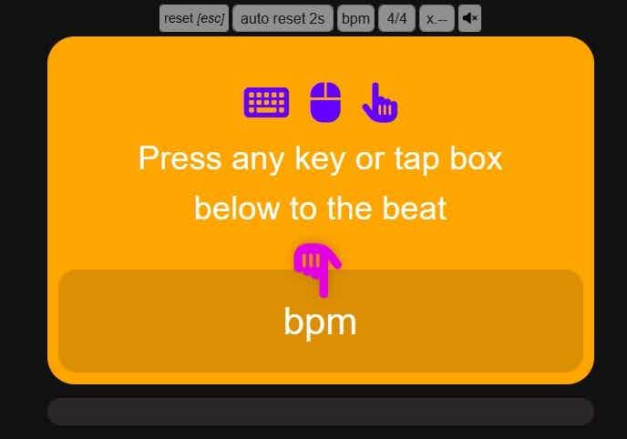 Tap tempo tool from Beats Per Minute Online