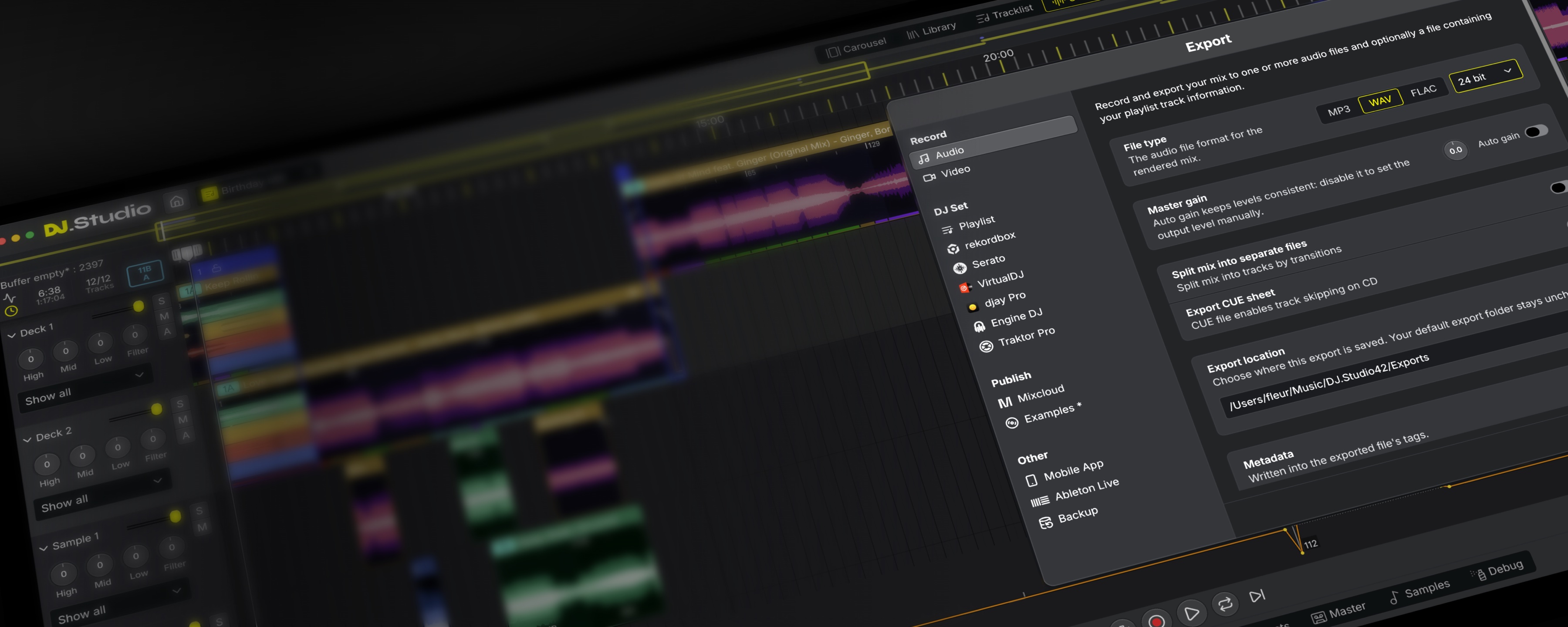 Export DJ Mixes to Audio, Video & Ableton | DJ.Studio